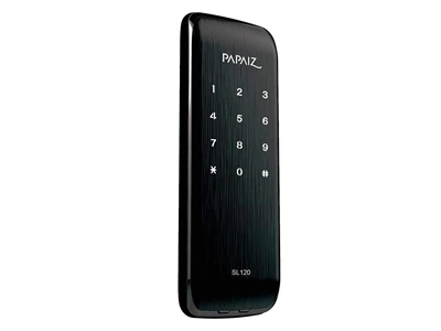 Fechadura Digital Papaiz SL 120 para porta de alumínio com design moderno